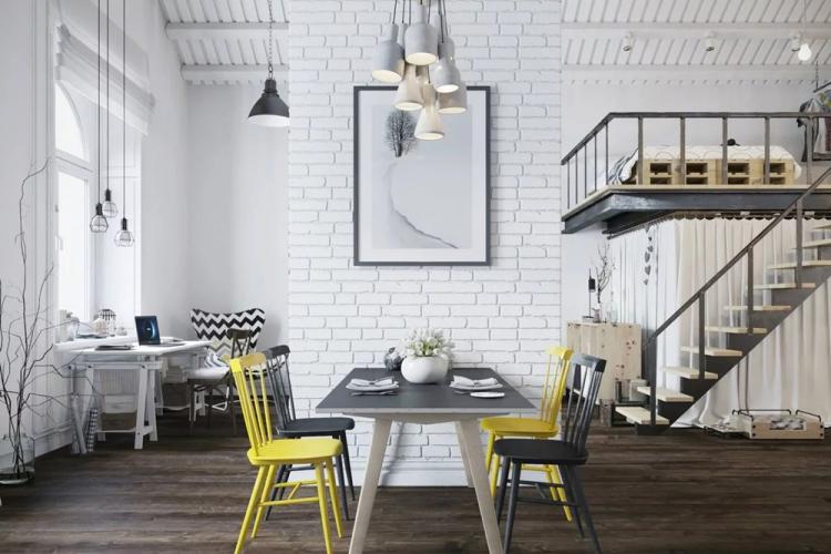 Couleur blanche - La palette de couleurs pour la conception d'un appartement de style loft