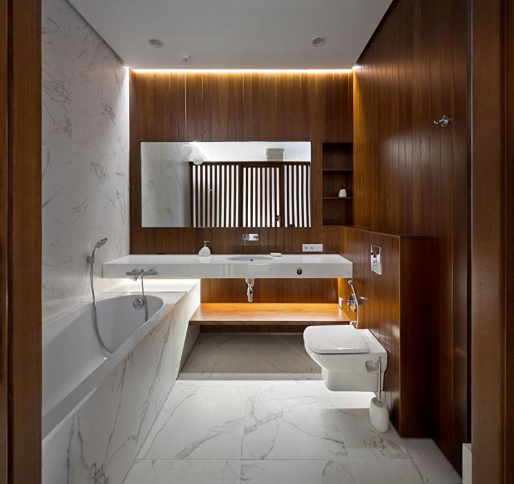 Conception d'appartement en bois et marbre