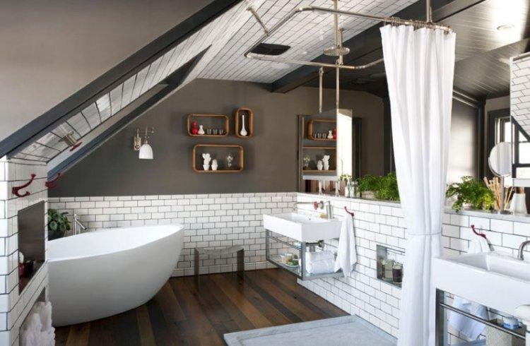 Conception de salle de bain mansardée - photo