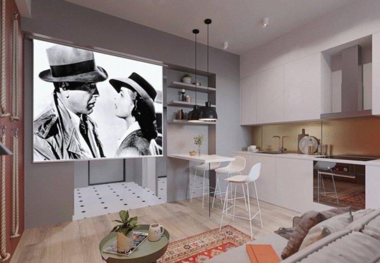 Un peu de chaleur pour 33 m². à Sotchi - Conception d'un appartement d'une pièce de 33 m²