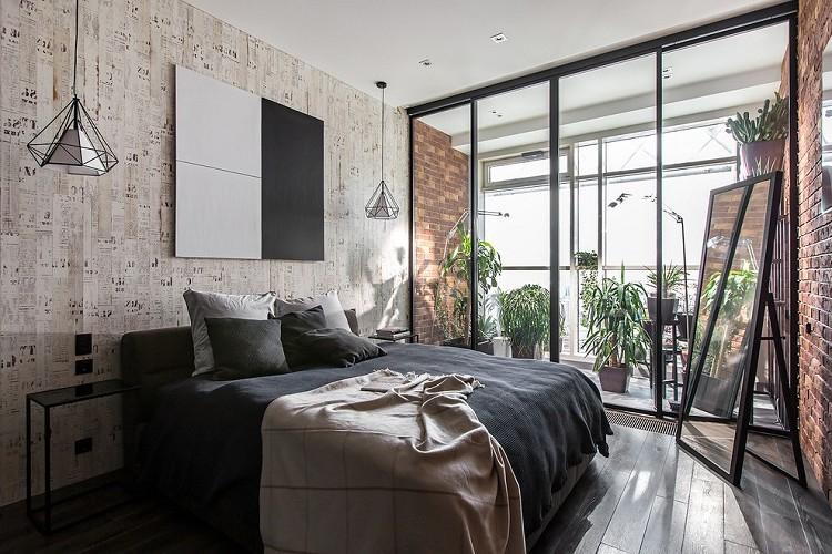 Chambre 9 m² style loft - Design d'intérieur