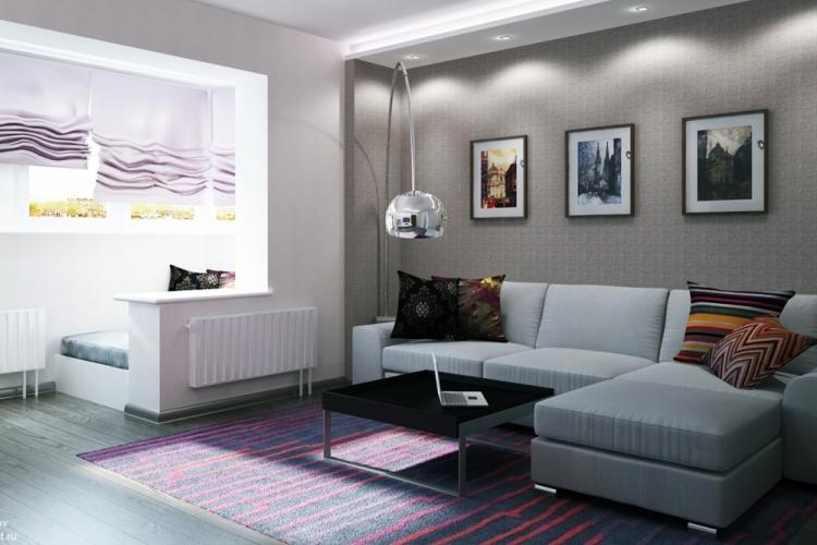 Salon combiné avec chambre à coucher - photo de design d'intérieur