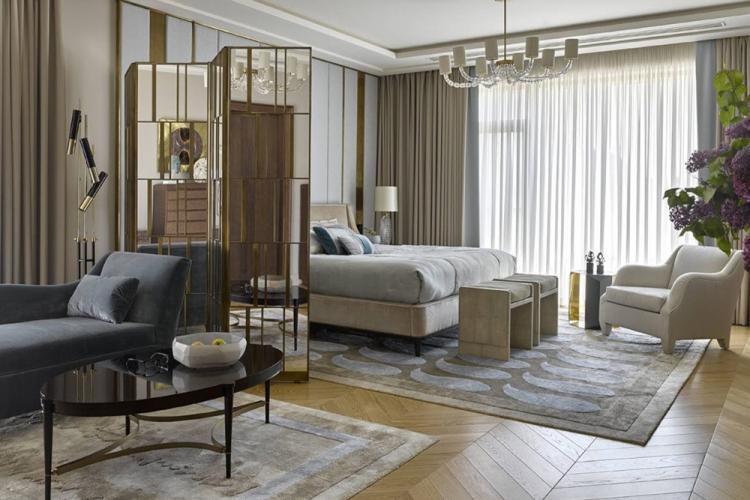 Salon combiné avec chambre à coucher - photo de design d'intérieur