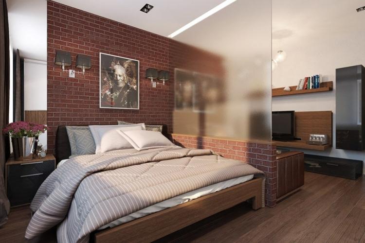 Salon combiné avec chambre à coucher - photo de design d'intérieur