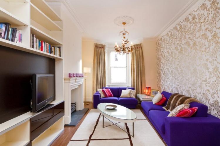 Salon étroit - photo de design d'intérieur