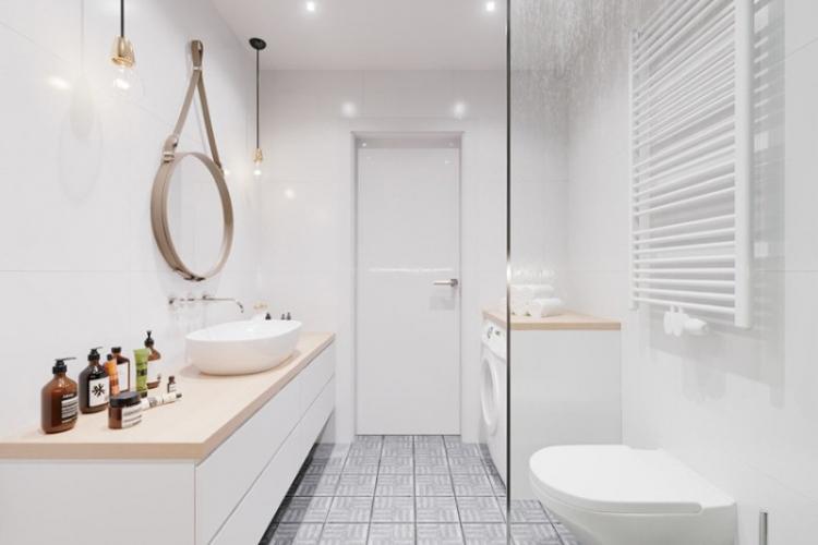 Salle de bain de style scandinave avec douche - Design d'intérieur