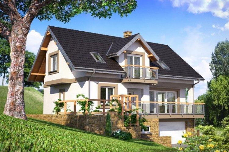 Maison avec un grenier et un garage - projets et photos