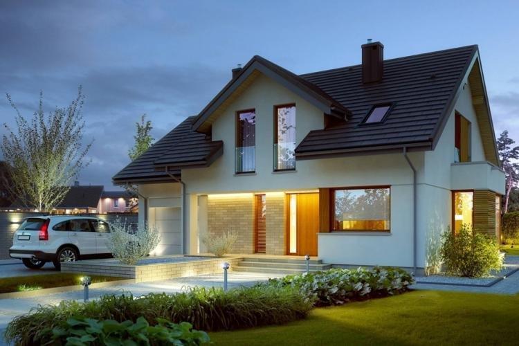 Maison avec un grenier et un garage - projets et photos