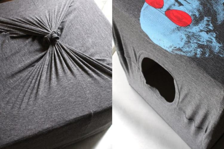 Les vieux vêtements sont également utiles - Maison de chat bricolage