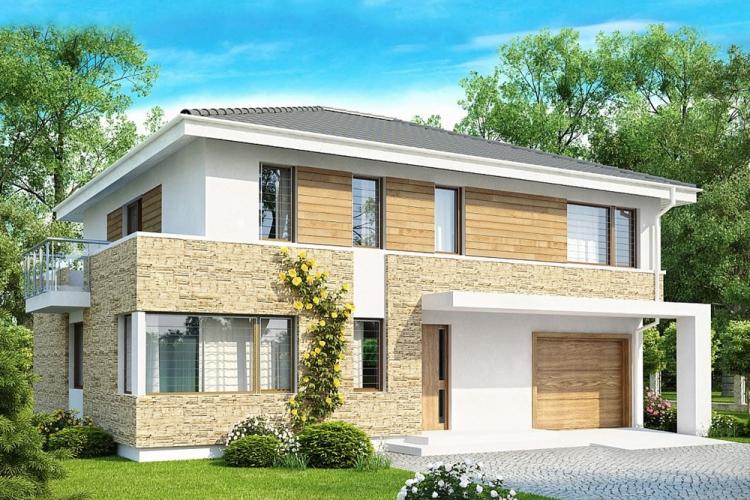 Maisons à deux étages avec garage - projets et photos