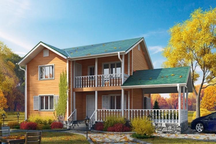 Maisons à deux étages avec balcon - projets et photos