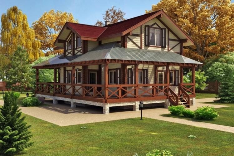 Maisons à deux étages avec terrasse - projets et photos