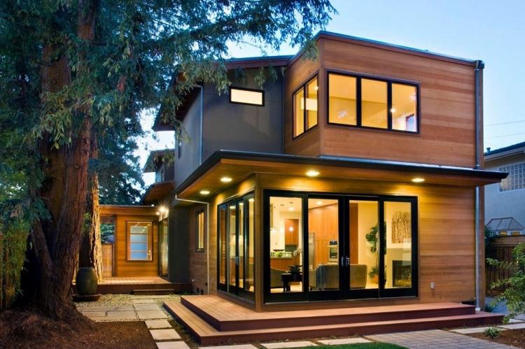 Maisons à deux étages à toit plat - projets et photos