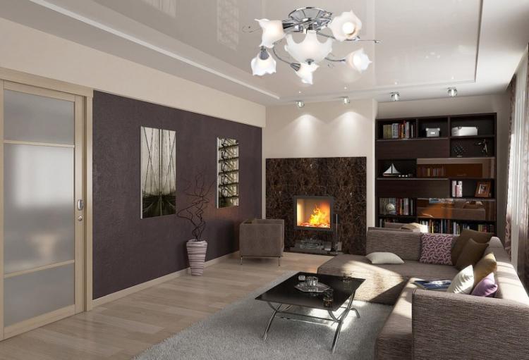 Plafonds tendus à deux niveaux dans le salon