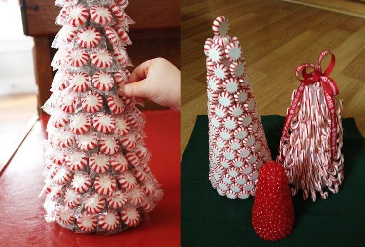 Sapin de Noël DIY fait de bonbons - photos et idées