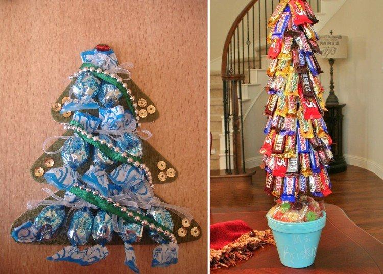 Sapin de Noël DIY fait de bonbons - photos et idées