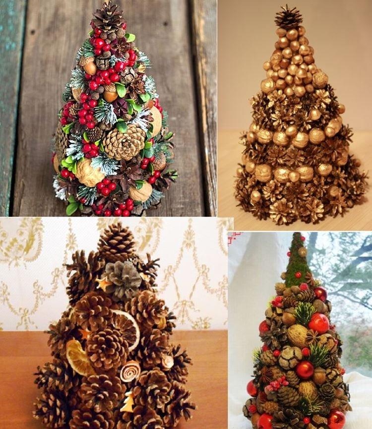 Sapin de Noël DIY fait de cônes et de matériaux naturels