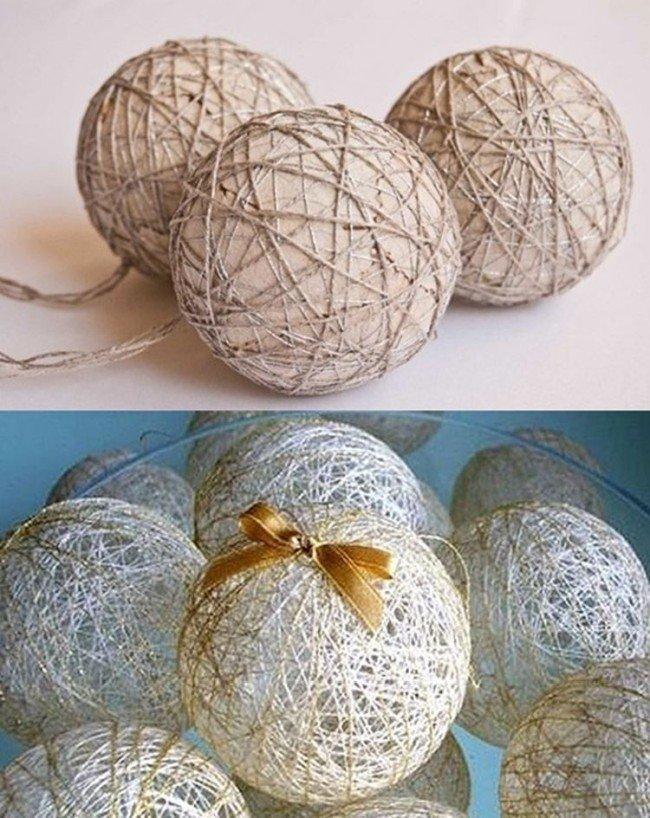 Boules de fil - Décorations de Noël DIY