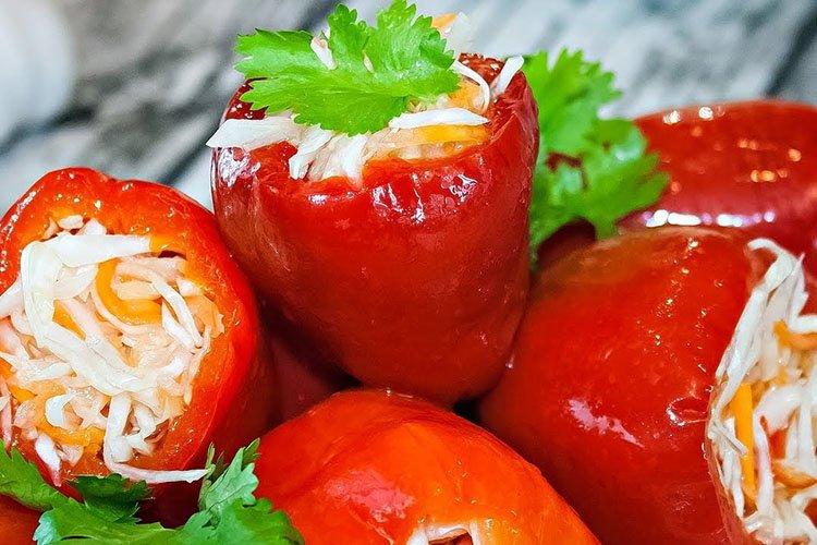 Poivrons farcis aux champignons et chou - recettes