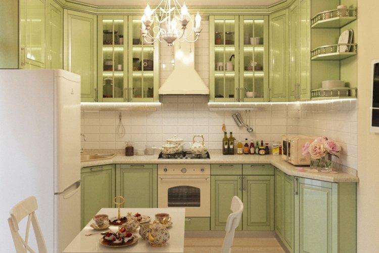 Couleur pistache dans la cuisine - conception de photos