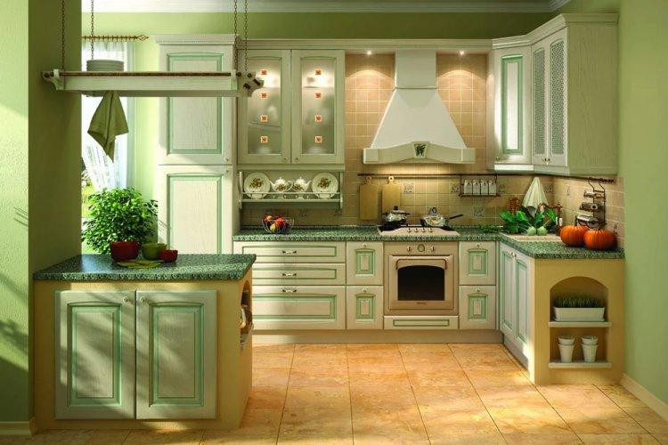 Couleur pistache dans la cuisine - conception de photos