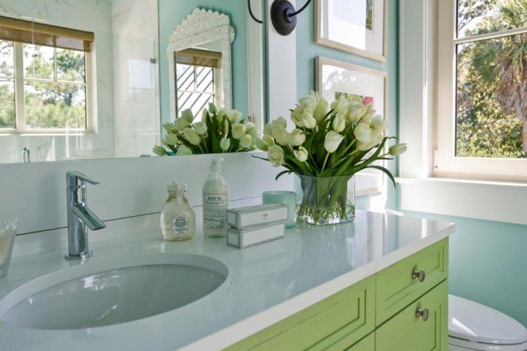 Couleur pistache dans la salle de bain - design photo