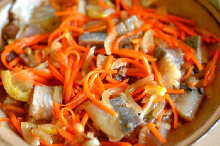 Salade coréenne de hareng et carottes