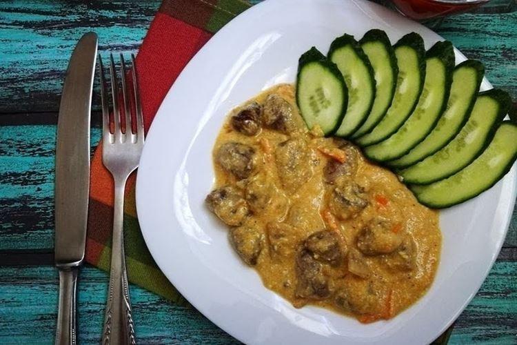 Coeurs de poulet aux champignons au yaourt