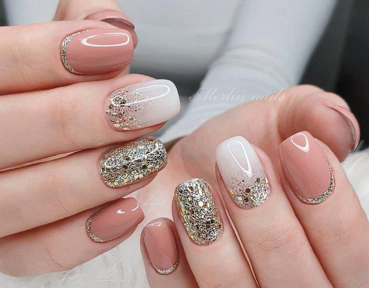 Manucure de mariage avec des étincelles