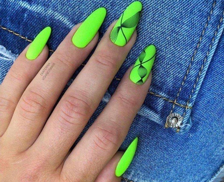 Manucure vert néon