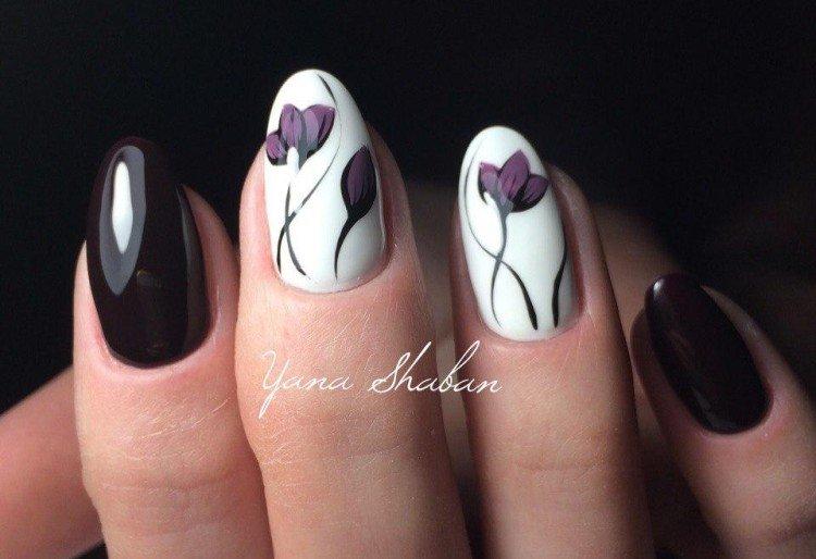Dessins sur ongles ovales