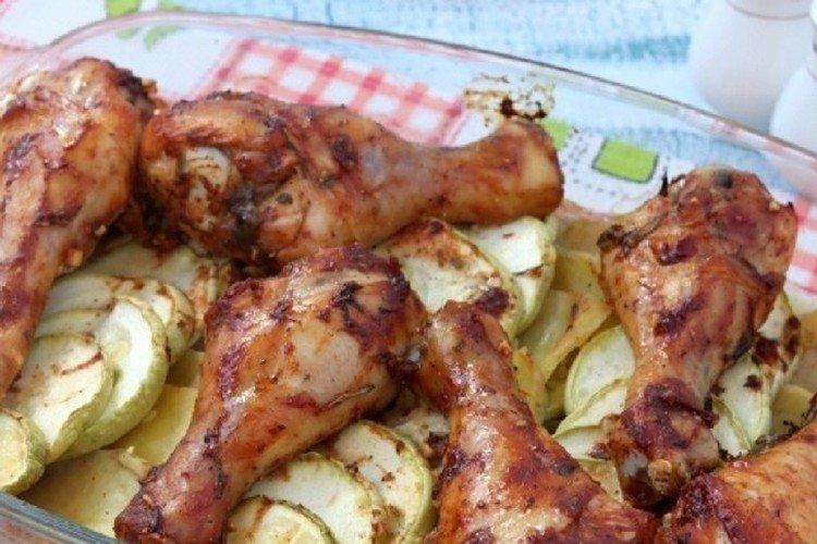 Poulet aux courgettes au four