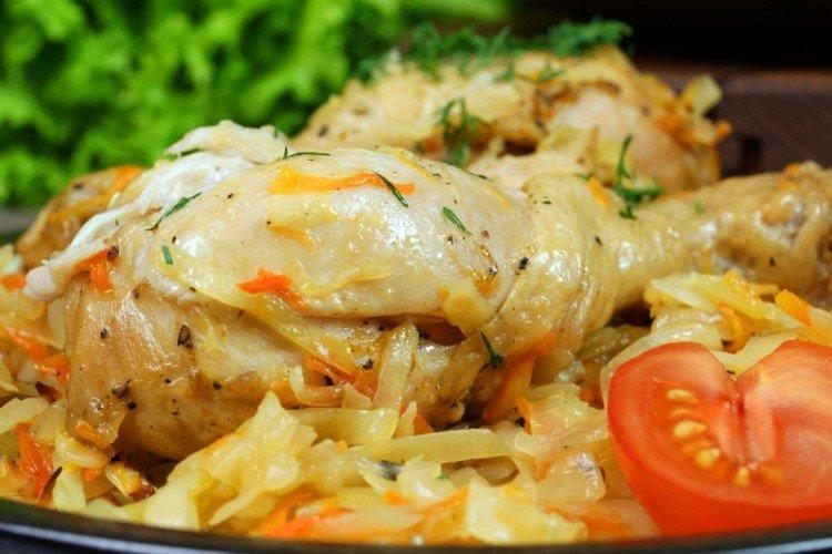 Poulet au chou au four