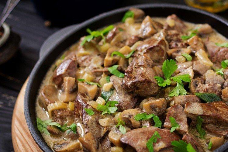 Foie de porc aux champignons