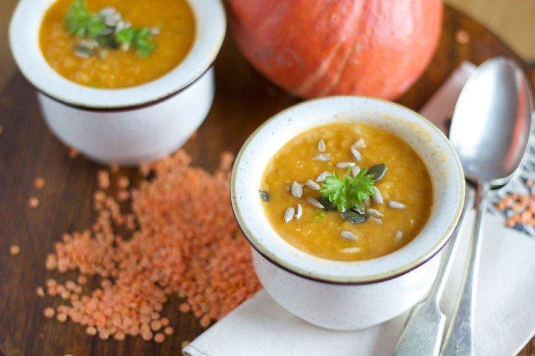 Soupe de lentilles au potiron