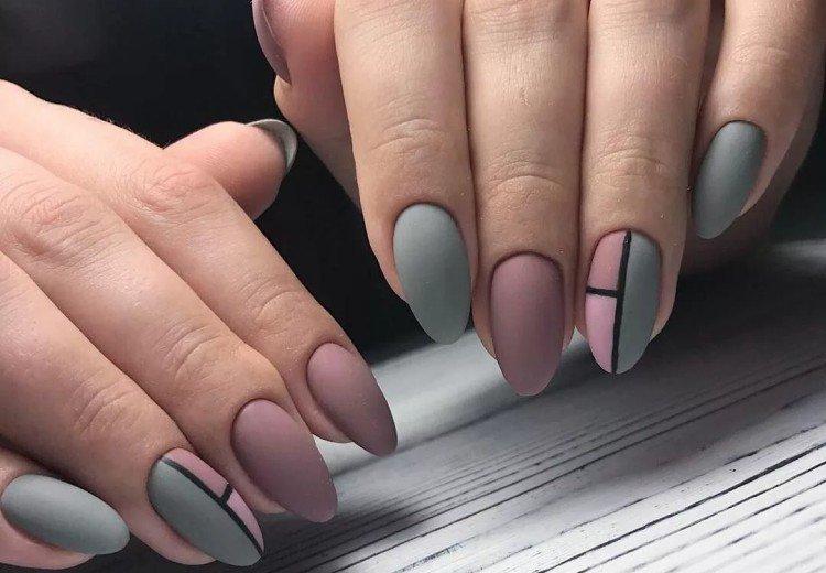 Manucure grise pour ongles longs