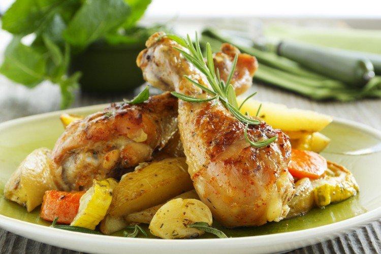 Légumes cuits au poulet