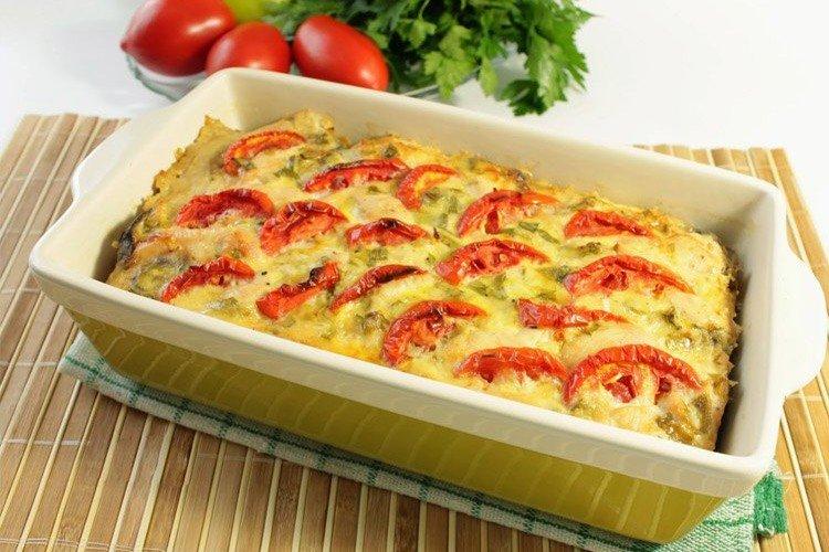 Porc aux légumes et oeuf au four