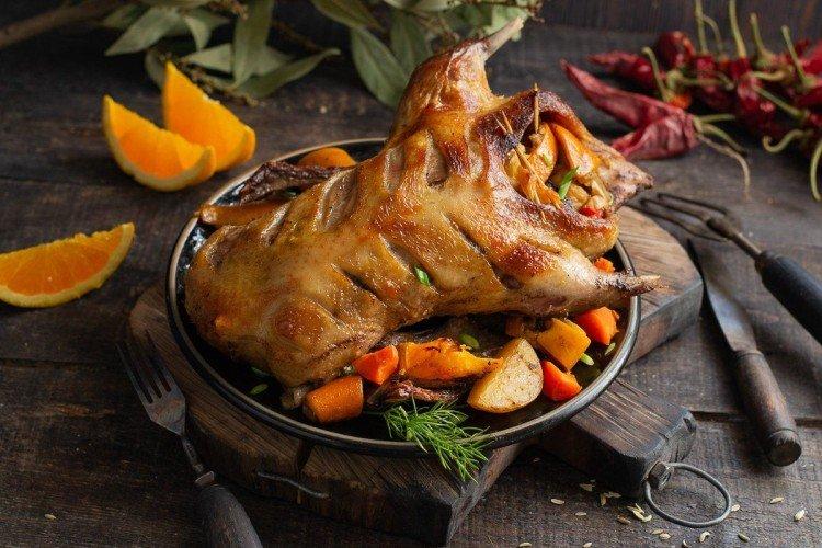 Canard au potiron au four