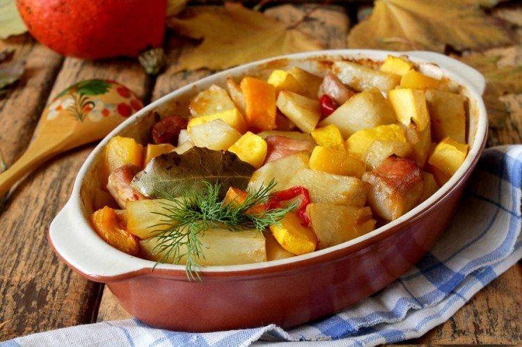 Porc aux pommes de terre et potiron