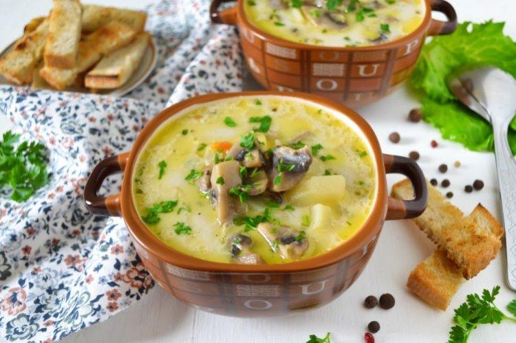 Soupe au fromage aux champignons