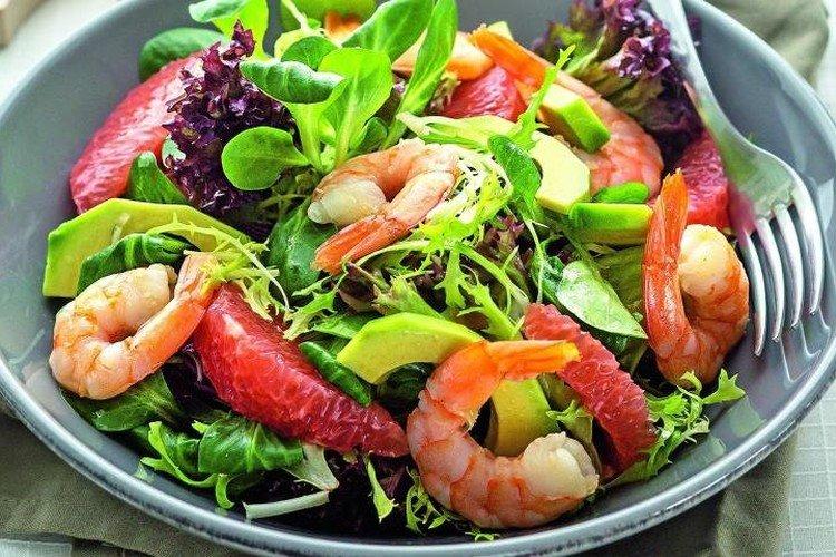 Salade de crevettes et pamplemousse