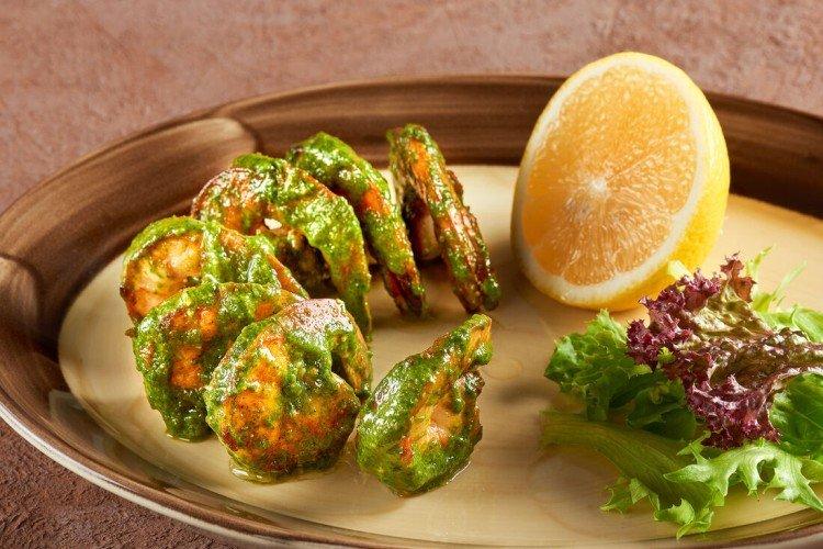 Crevettes sauce pesto