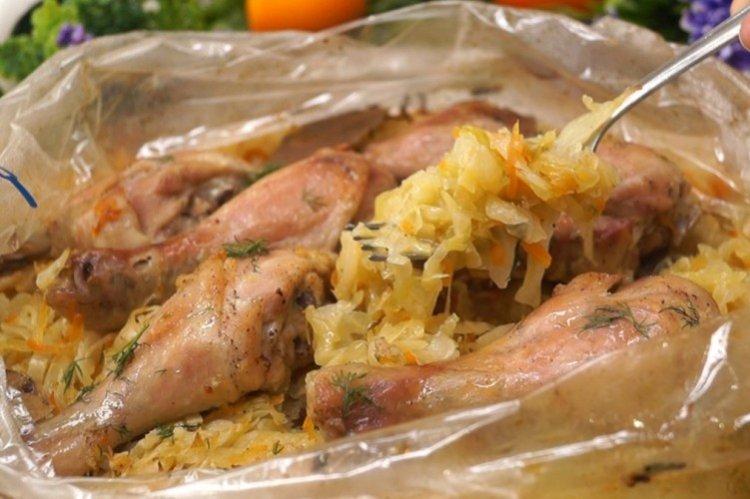 Poulet au chou dans la manche