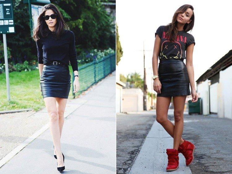 Que porter avec une jupe en cuir - photos et idées