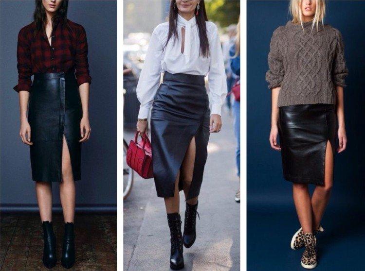 Que porter avec une jupe en cuir - photos et idées