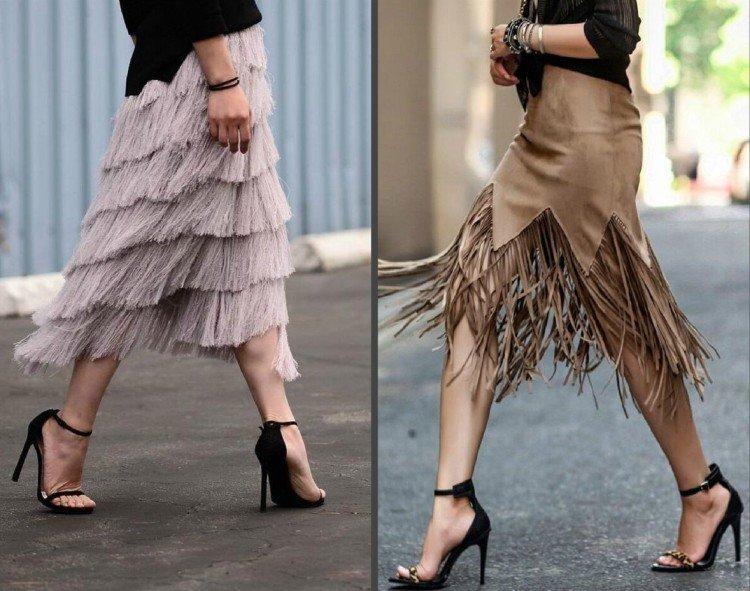 Jupes à plumes et franges