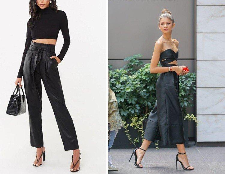 Pantalon court en cuir