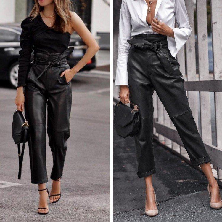 Que porter avec un pantalon en cuir - photos et idées