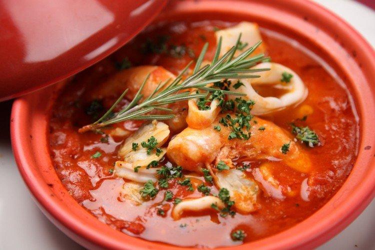 Soupe de tomates aux fruits de mer